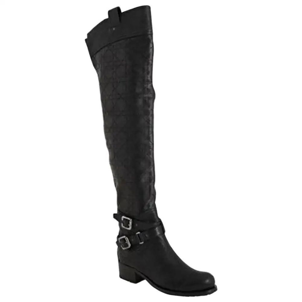 Dior Black Over-the-Knee Buckle Leather Boots